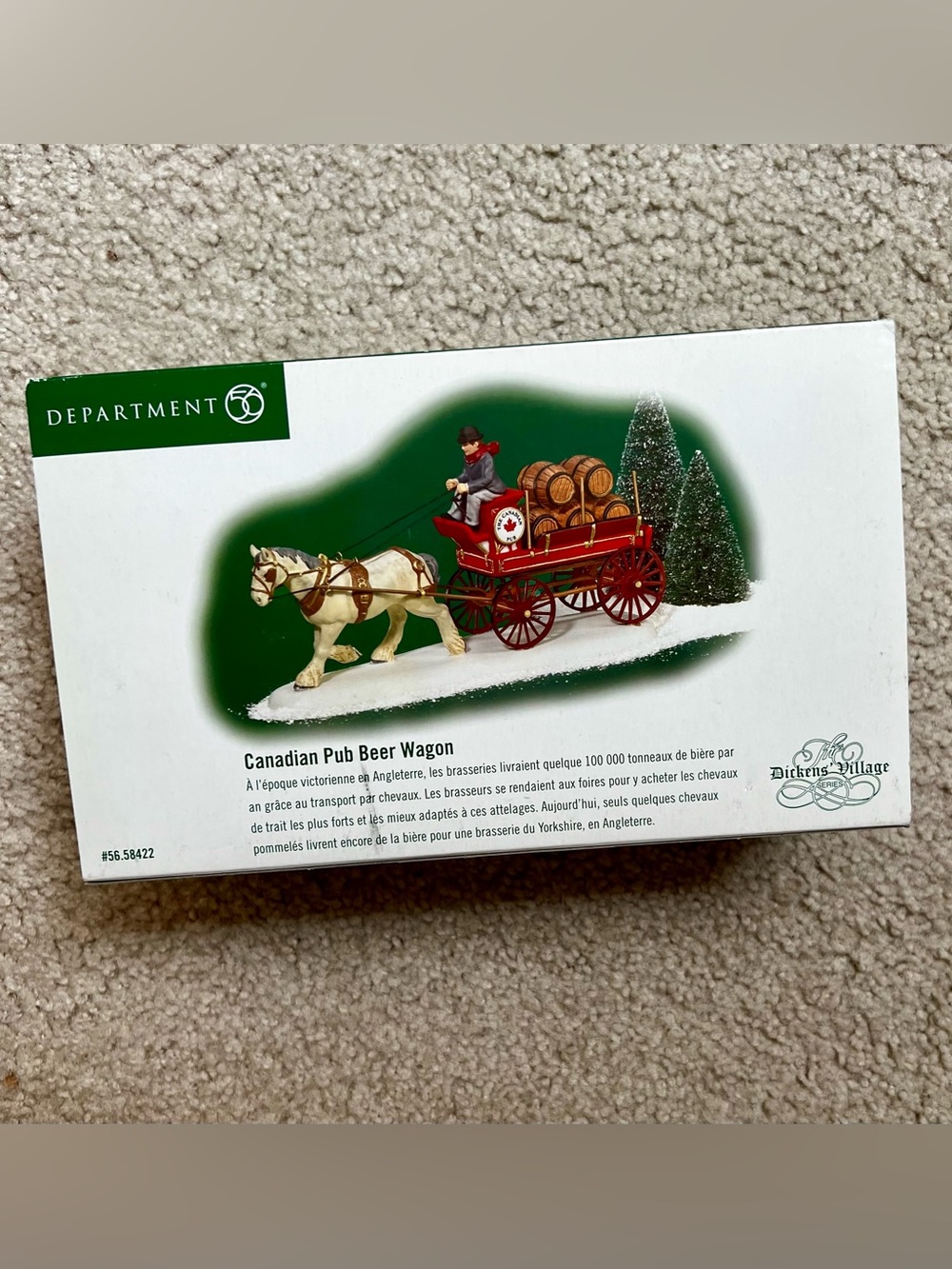 DEPT 56 Dickens Village Canadian Pub Beer Wagon 58422 NIB